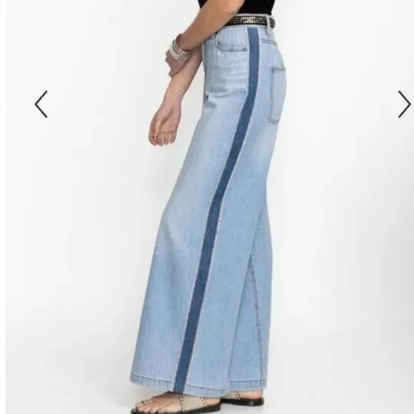 Johnny Was Melanie NWOT Wide Leg Flare Blanket Denim Jeans Size 31 - Picture 1 of 13